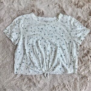 Aritzia Sunday Best Lux Crop Tied Hem Short Sleeve Tee